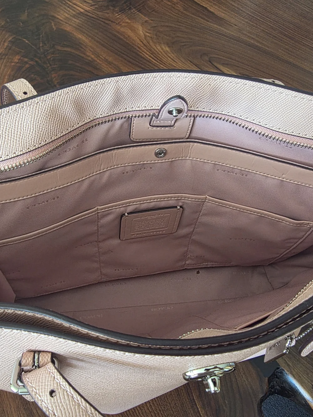Coach Pebbled Leather Tote in Blush Pink