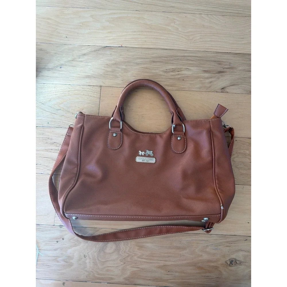Coach Ashley Leather‎ Convertible Satchel Shoulder Bag Brown