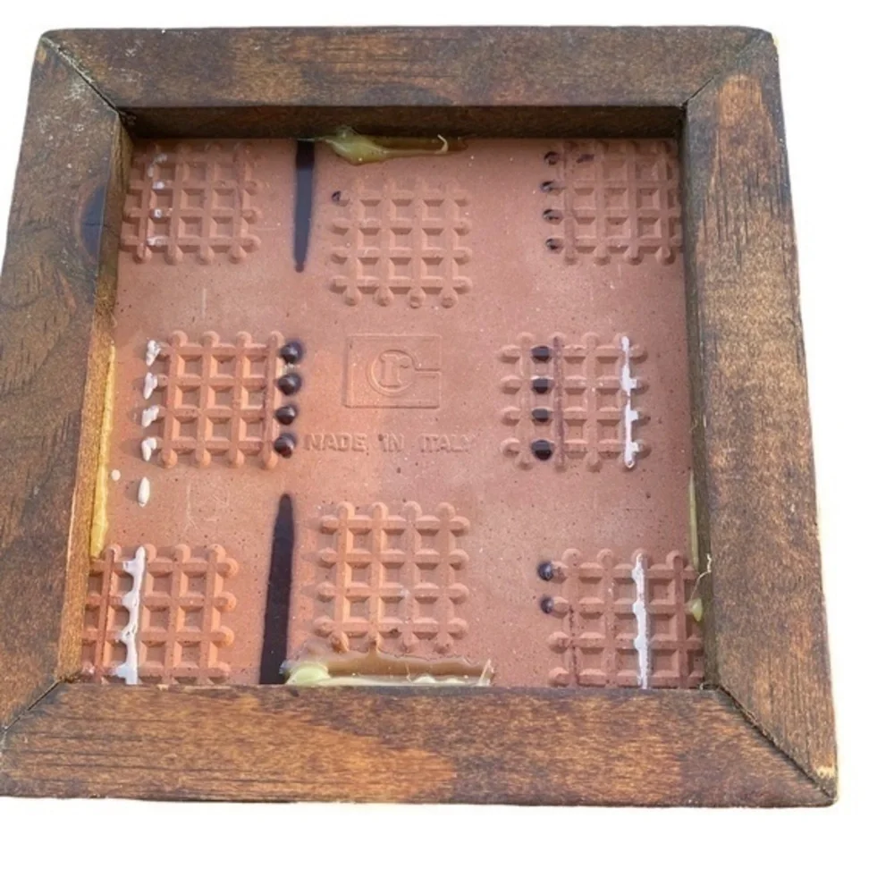 Vintage Terra Cotta Painted Tile Trivet Wall Decoration Made In Italy
