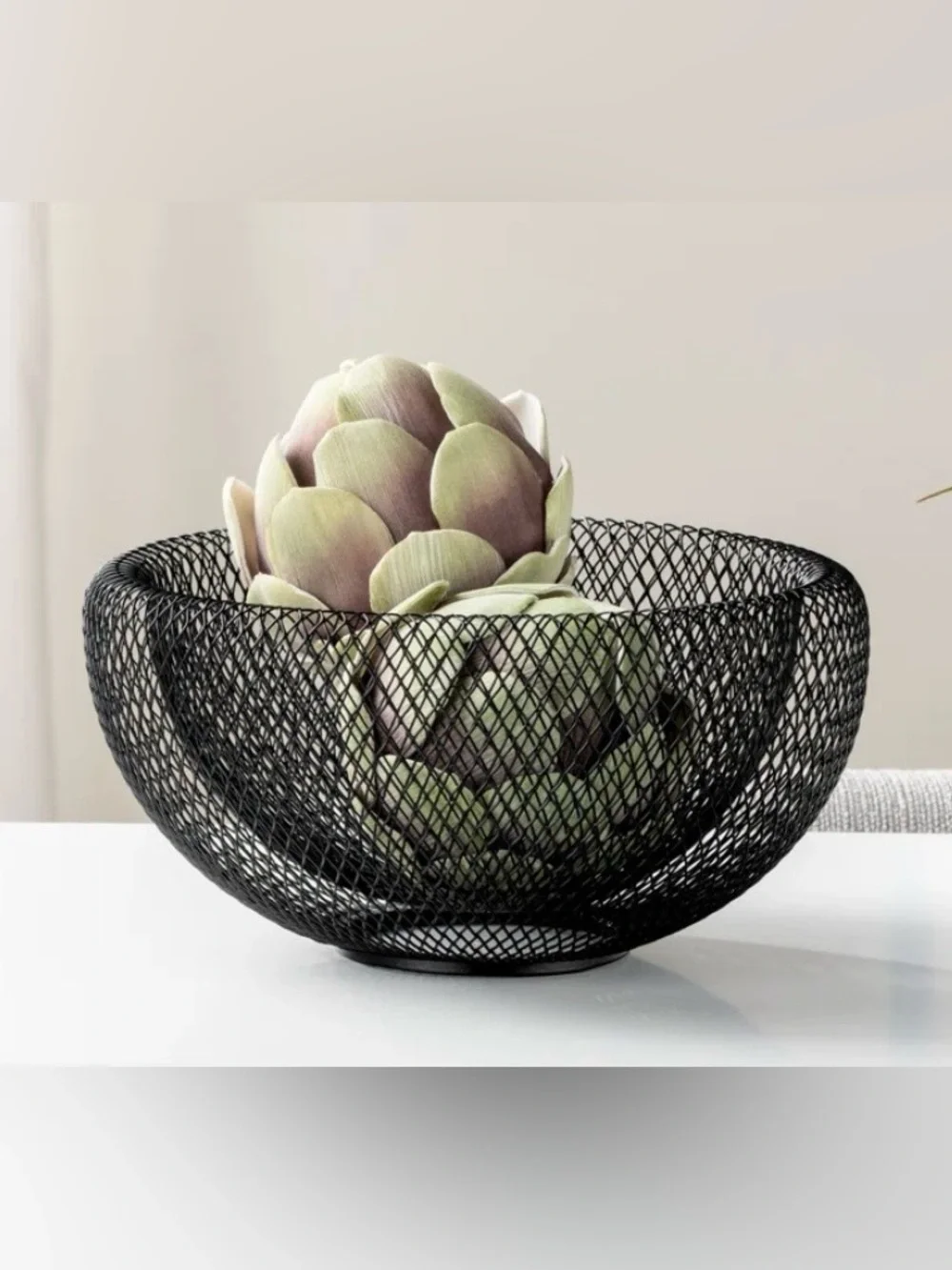 Modern Style Black Mesh Metal Double Wall Bowl