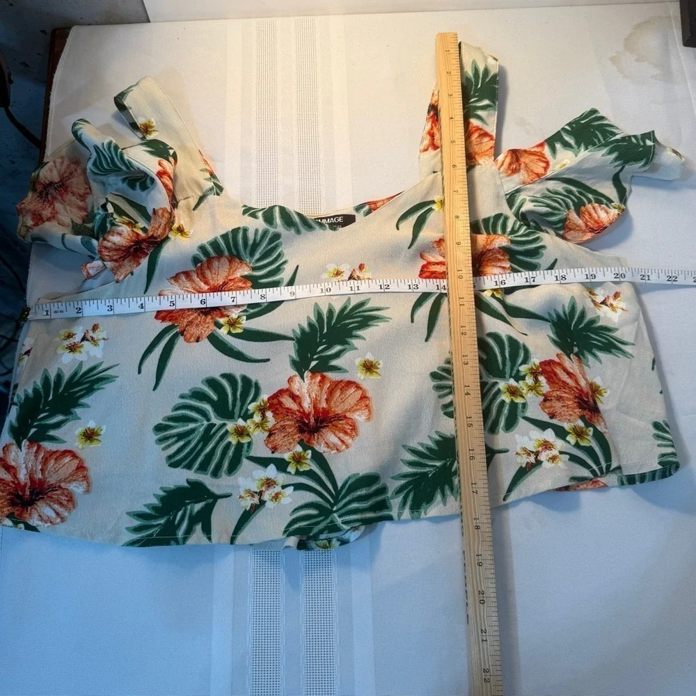 Hommage Los Angeles Floral Two Piece Set size L Tropical Crop Top Resortwear