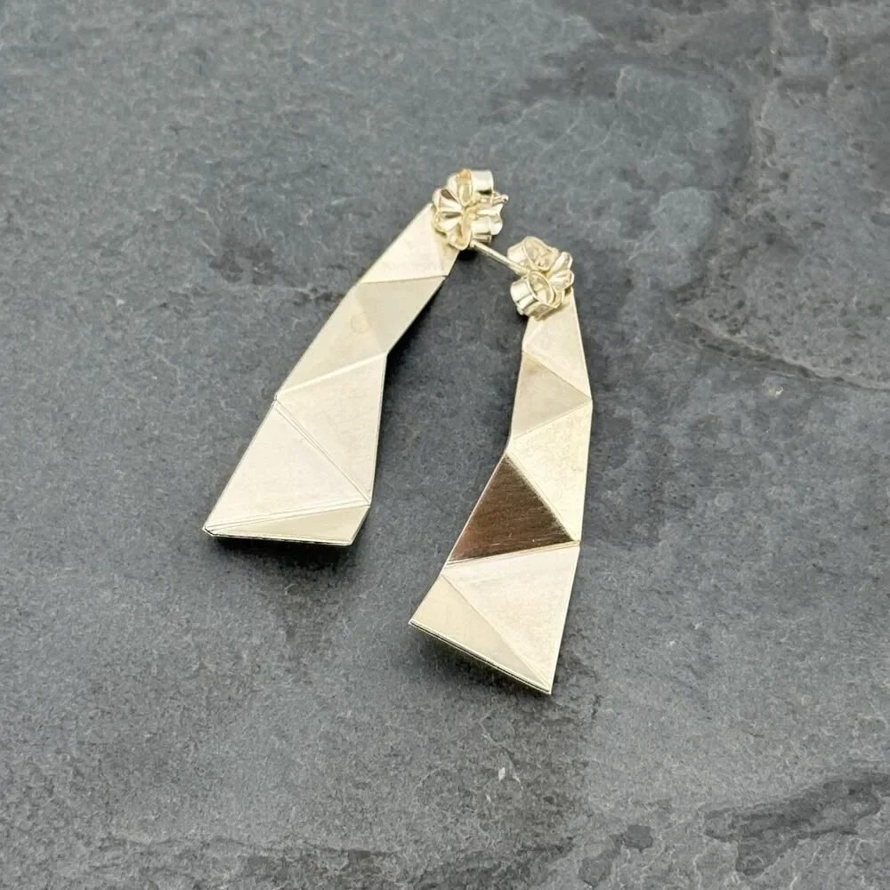 NEW, Sterling Silver Origami Earrings