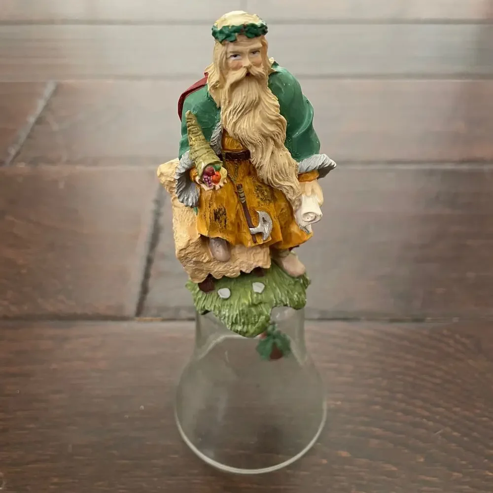 Christmas Thru The Ages Novelino Victorian Santa Bell Viking Glass Vintage 1992