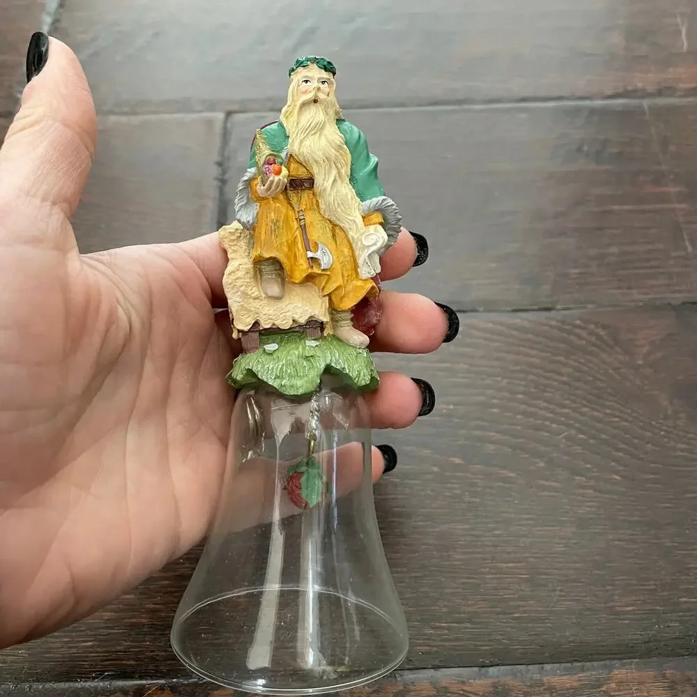 Christmas Thru The Ages Novelino Victorian Santa Bell Viking Glass Vintage 1992