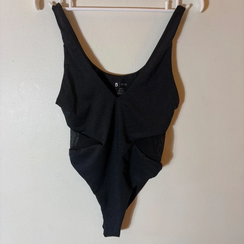Buffbunny Collection One Piece Swimsuit Womens Small Black Cutout Mesh Swimwear