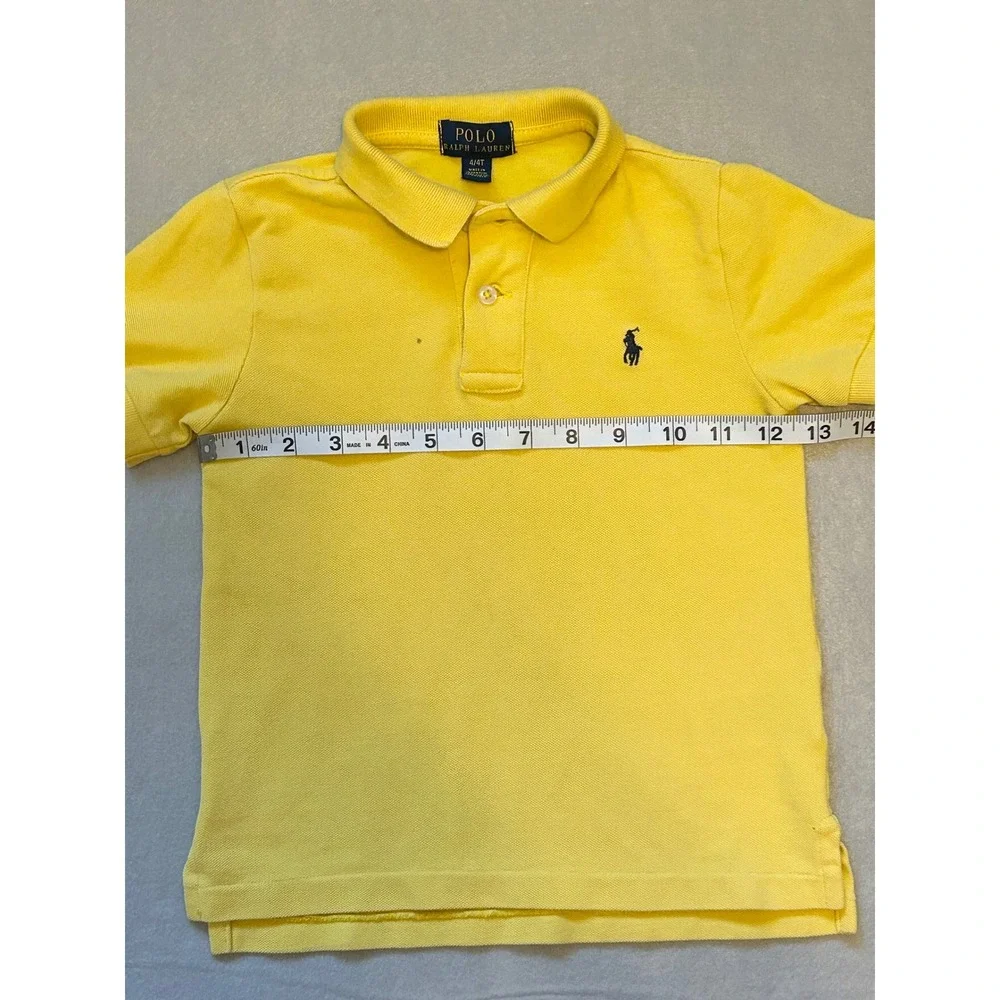 Polo Ralph Lauren Boys Yellow Cotton Pique Short Sleeve Polo Shirt Size 4/4T