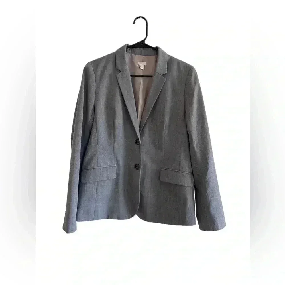 J.CREW GREY 2 BUTTON FRONT BLAZER SIZE 10