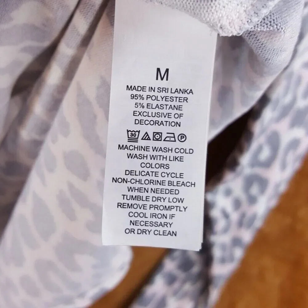KATE SPADE Womens Sleepwear Medium Gray Leopard Pullover Sleep Shirt Pajama Top