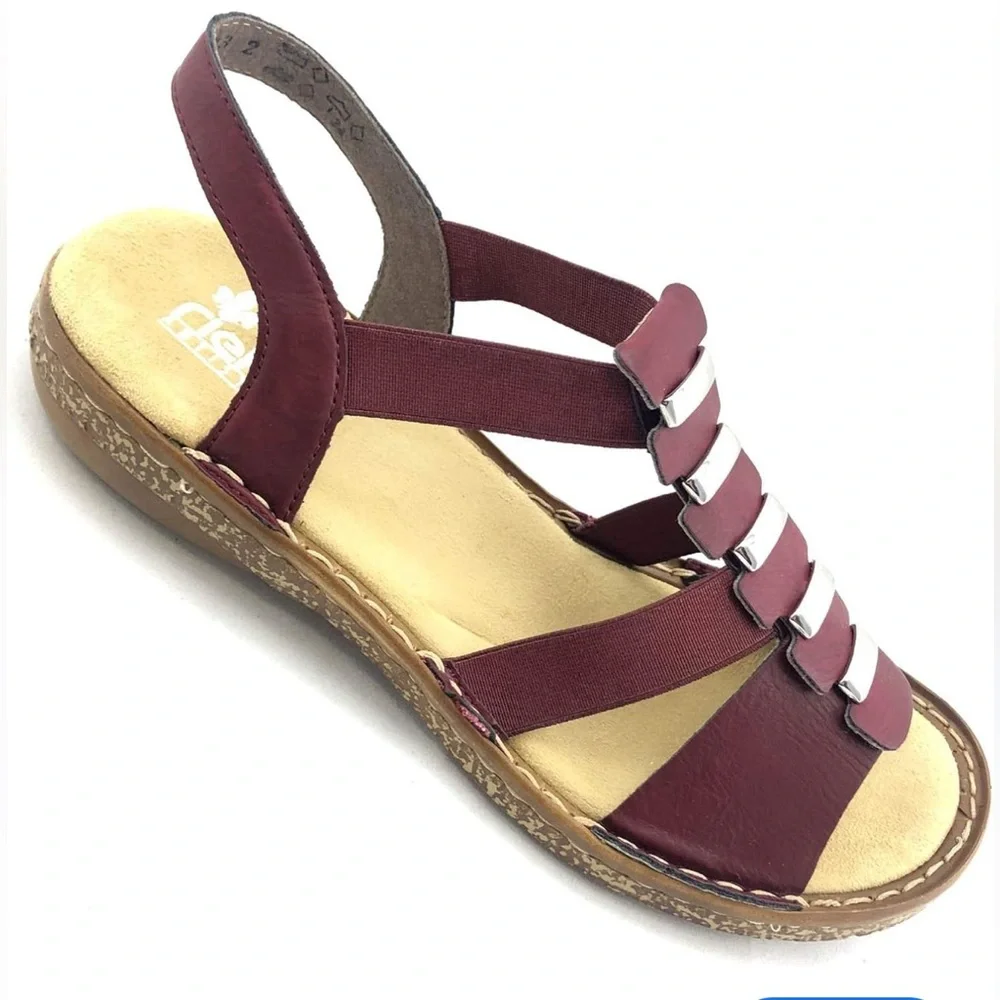 Rieker Comfort & Style Regina Red Leather Sandal