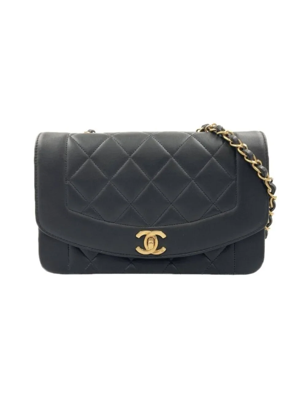 Chanel Diana Quilted Chain Shoulder Bag Black