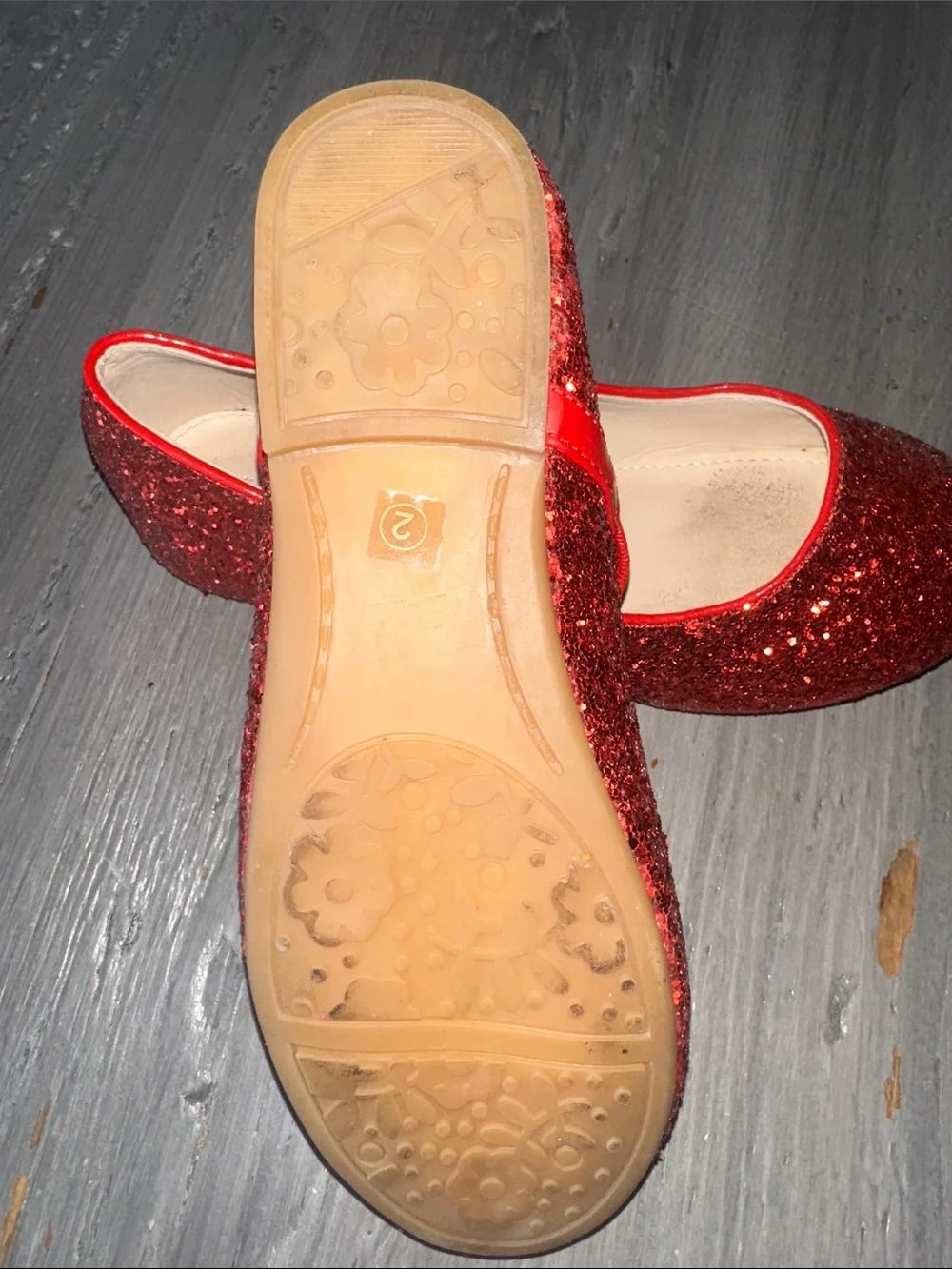 Kids' Red Glitter Mary Jane Ballet Flats