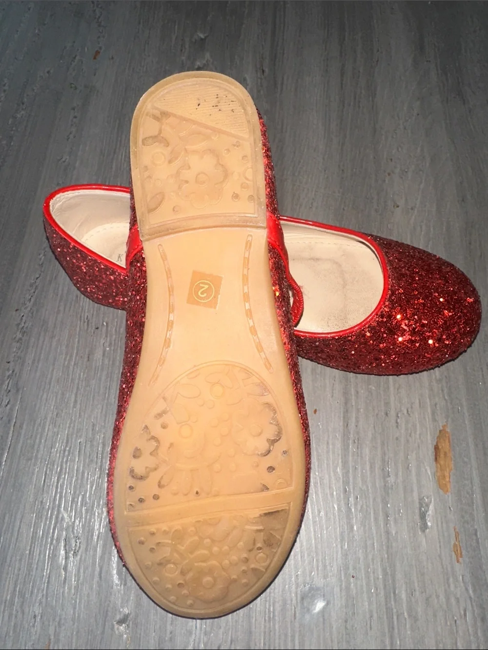 Kids' Red Glitter Mary Jane Ballet Flats