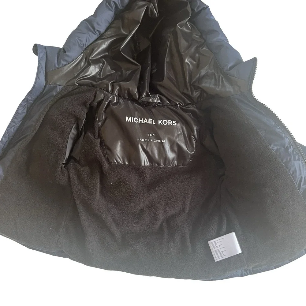 Michael Kors‎ Baby Size 18 Months Puffer Jacket Boy's Navy Black Colorblock Coat