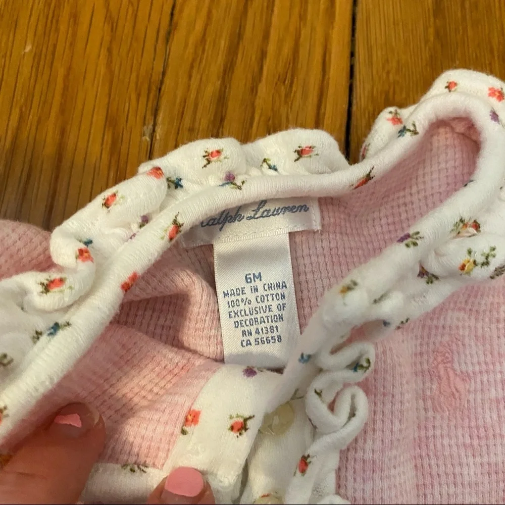 Ralph Lauren Pink Baby Footie Layette 6m