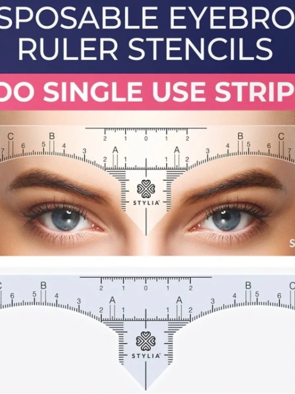 100-PACK STYLIA DISPOSABLE EYEBROW RULER STENCILS NIB