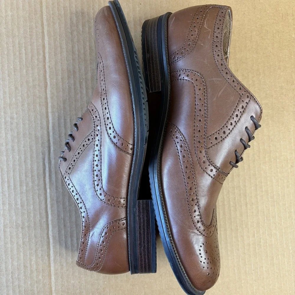 GH Bass Mens Brown Leather Wingtip Brogue Oxford Dress Shoes‎ Lace Up