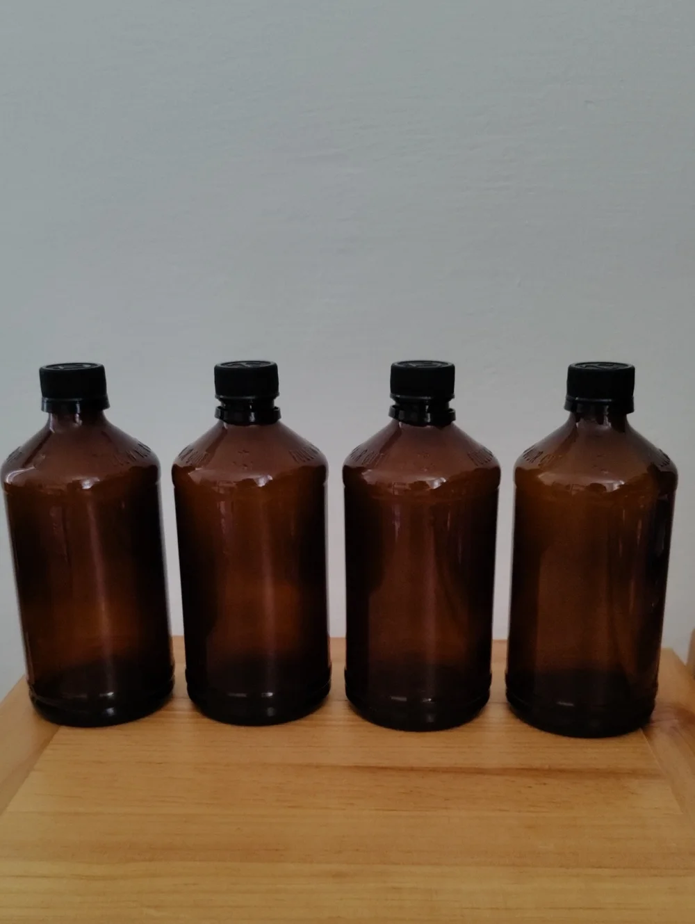 Set Of 4 Brown Glass Jars, Vases