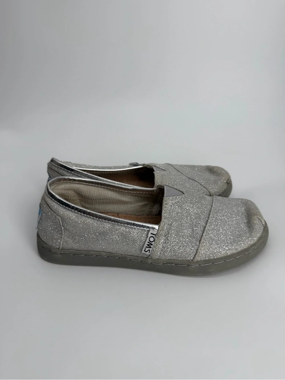 TOMS Kids Classic Silver Glitter Alpargata Slip On Shoes Size Youth 12 Y12