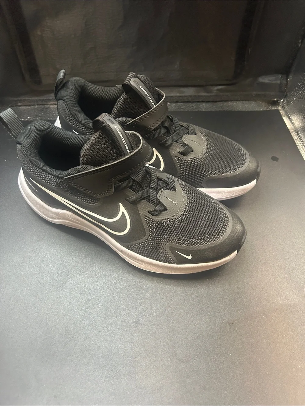 Nike Kids Black Sneakers with White Swoosh