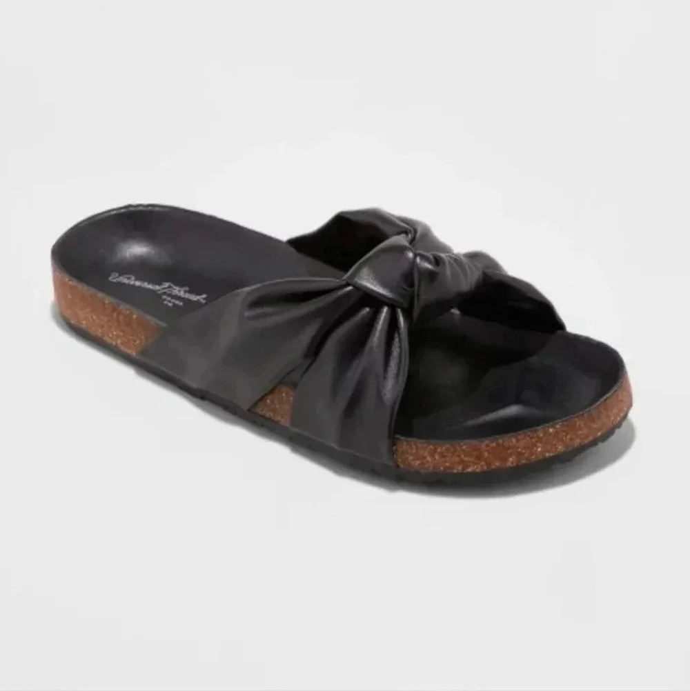 Universal Thread |Junie knotted Footbed Sandals | Size 7.5 | Black