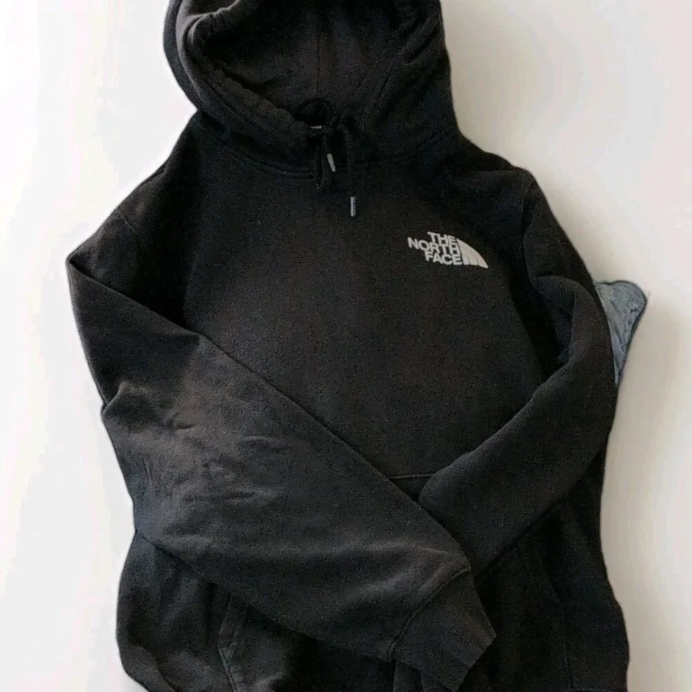 The North Face Men's S Black Fleece Pullover Hoodie Graphic Logo Kangaroo Pocket