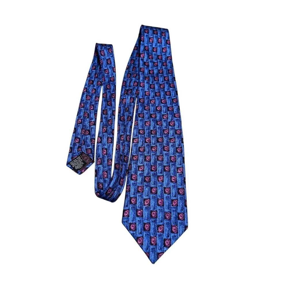 Men’s 100% silk CHARLESTON blue/burgundy/black tie‎ Made In Italy