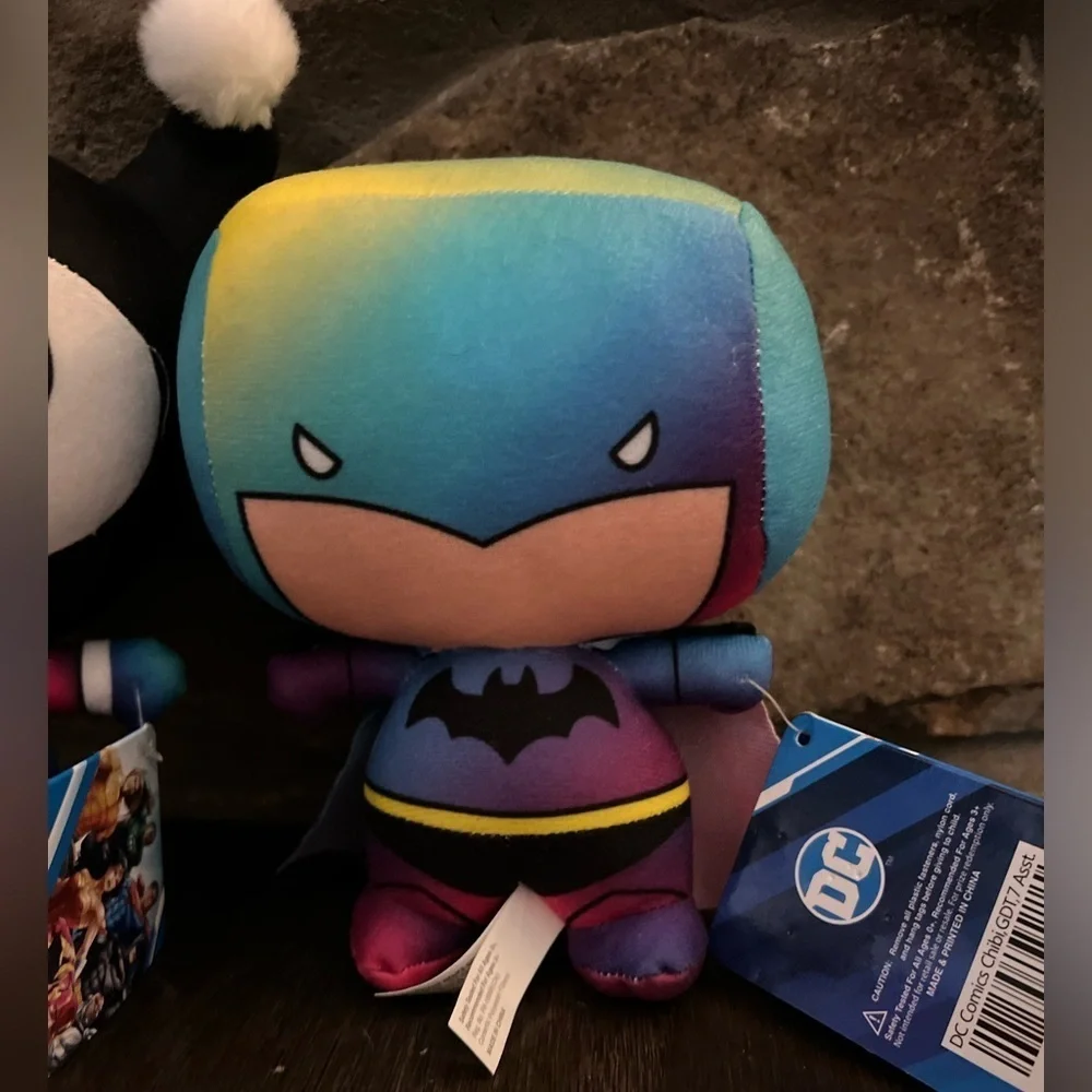 DC JUSTICE LEAGUE NWT Batman Batgirl Joker Harley Quinn Set Plushies