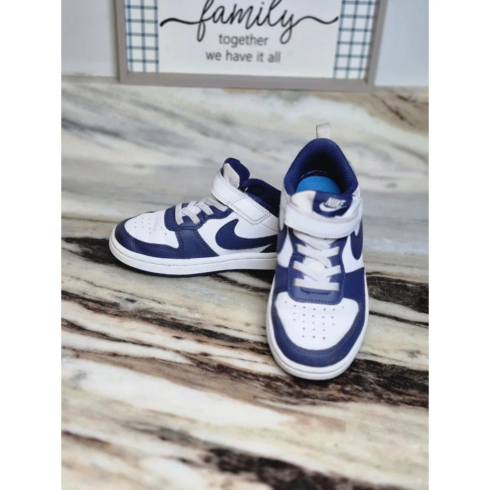 Nike Court Borough Low 2 Midnight Navy White BQ5451-107 Kids Size 12C Sneaker