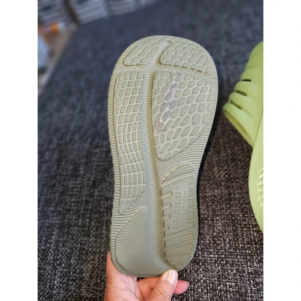 Kuailu Recovery Slide Sandals Women Size 9 Lime Green Good Cushioned Comfort