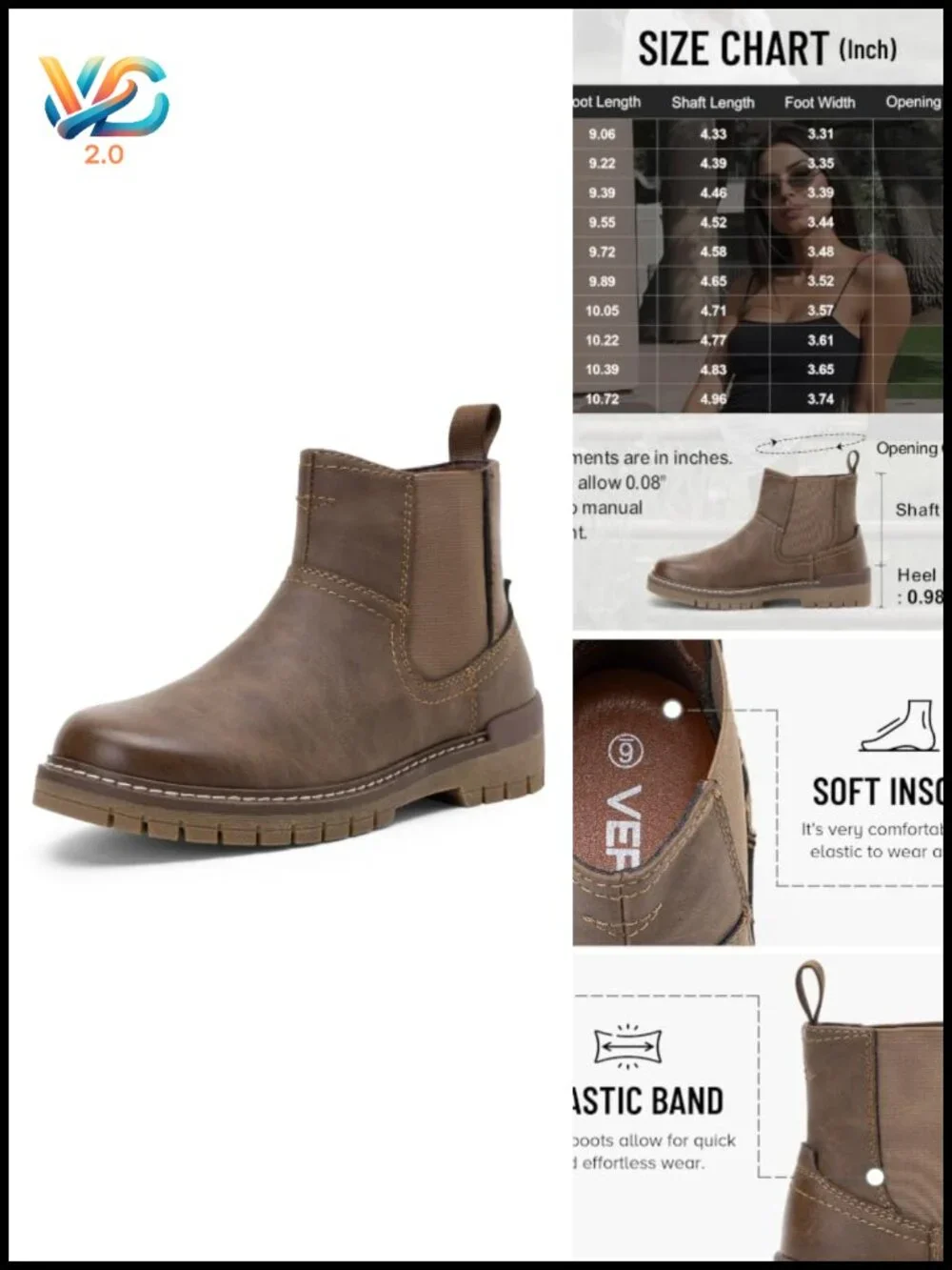Women's Chelsea Boots Slip on Platform Chunky Heel Round Toe Ankle Boot Elastic