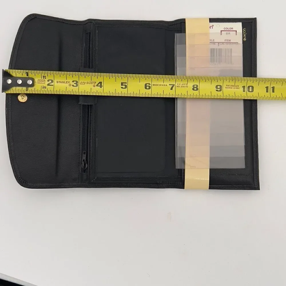 New with Defect BUXTON CAL Q CLUTCH Wallet Tri-Fold Genuine Leather Black Wallet