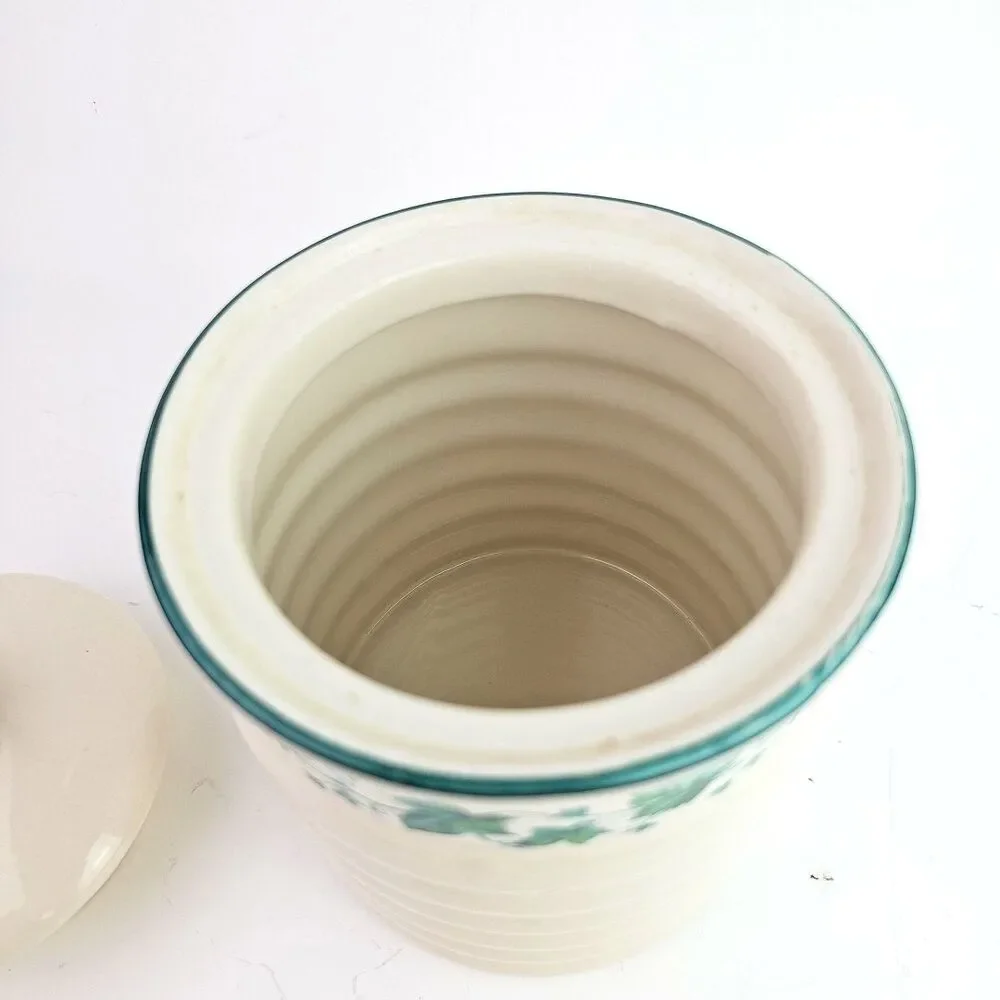 Vintage Himark Canister n Lid Cream Green Ivy Theme 6 x 4.50 inch Tight Seal