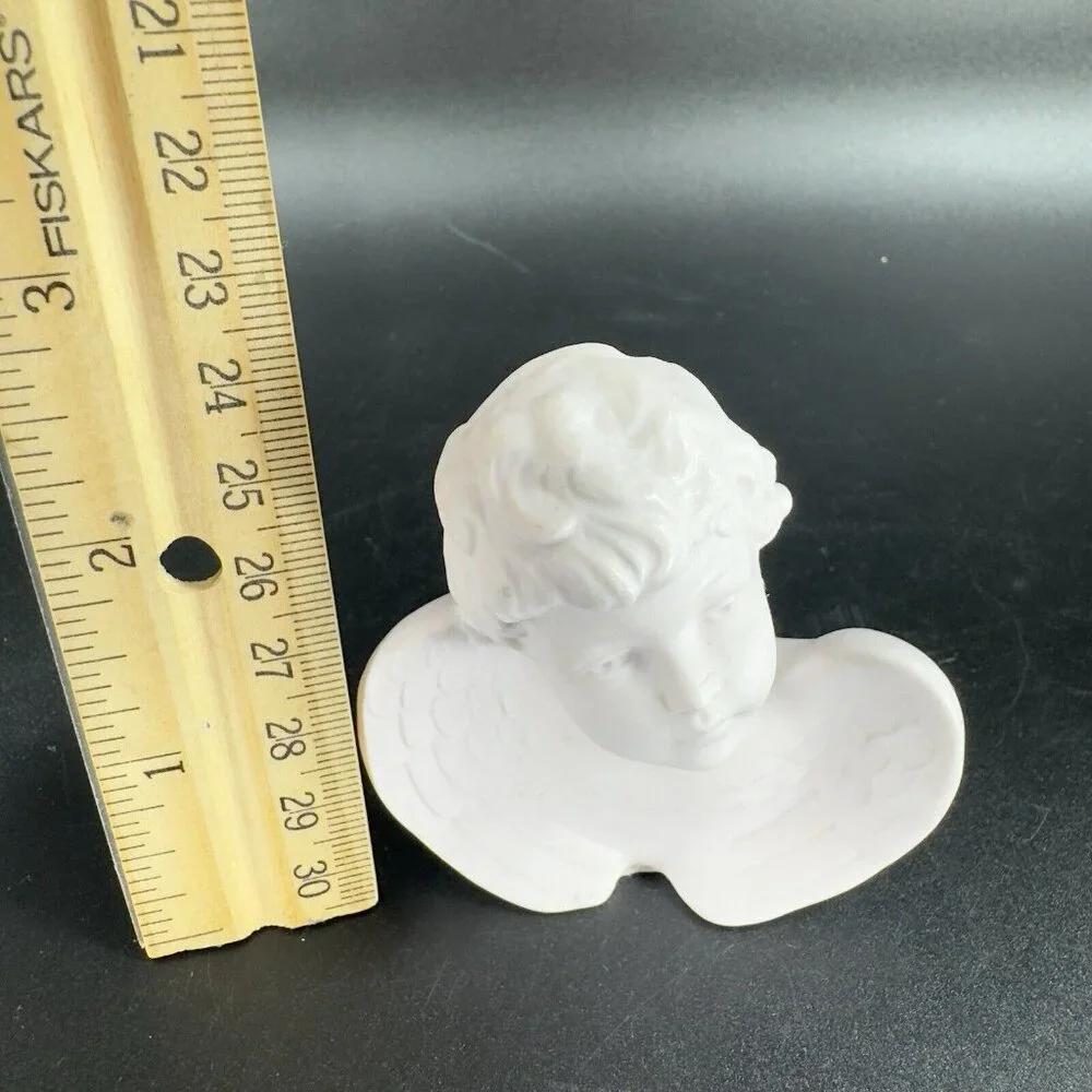 Orlik Germany Bisque Angel Bust Figurine Fine Porcelain Pale Pink Figure Vintage