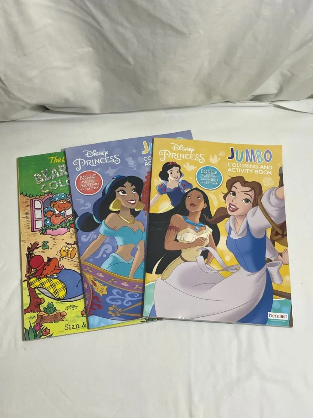 Lot of 3 Kids Coloring Books Disney Princess Jumbo & Berenstain Bears Unused