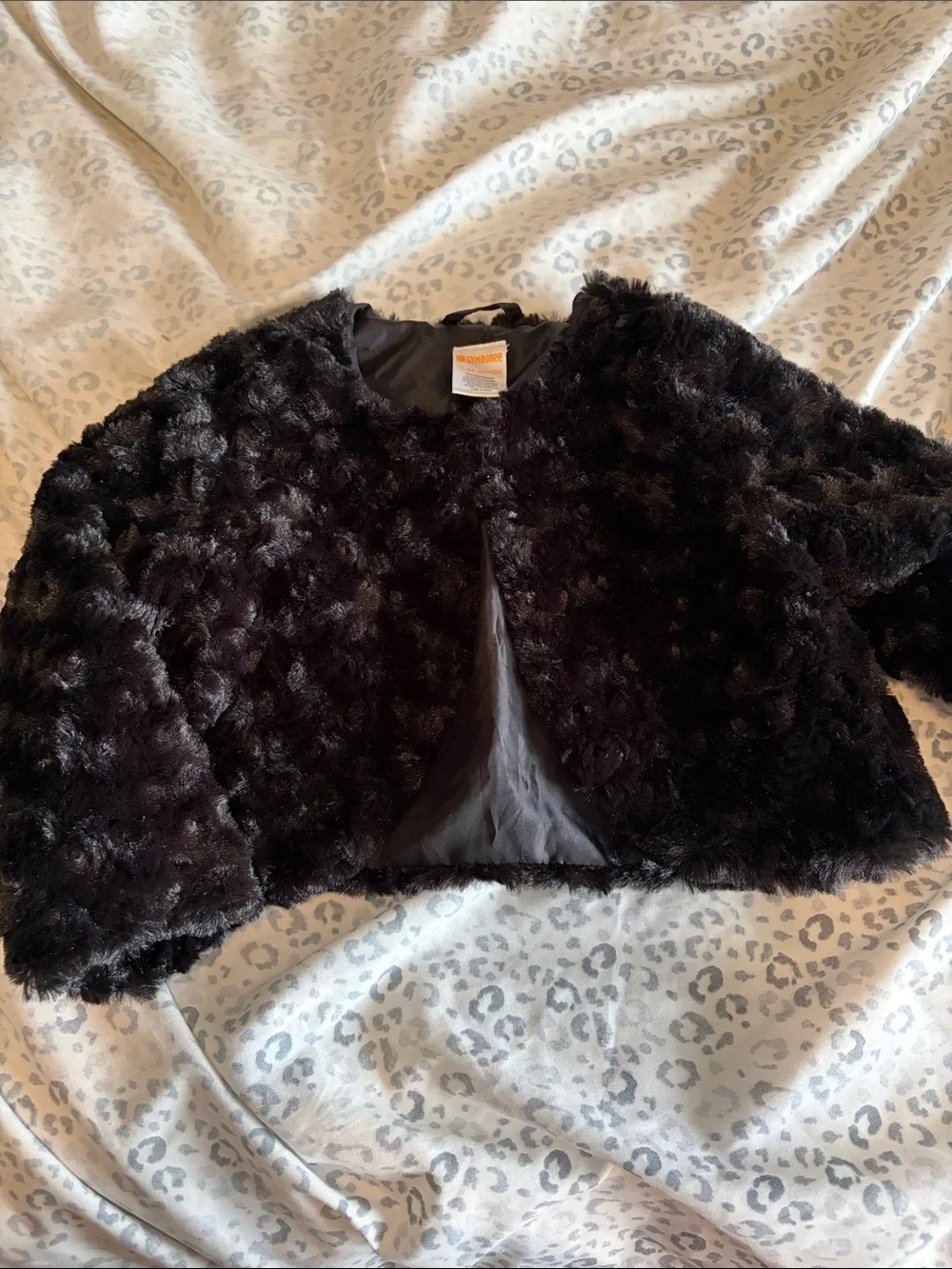 Gymboree Black Faux Fur Cropped Jacket - 12-24 months