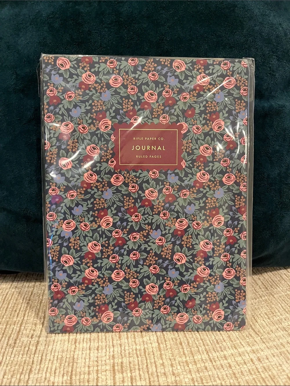 Rifle Paper Co. Navy Floral Journal with Pink Rose Motif