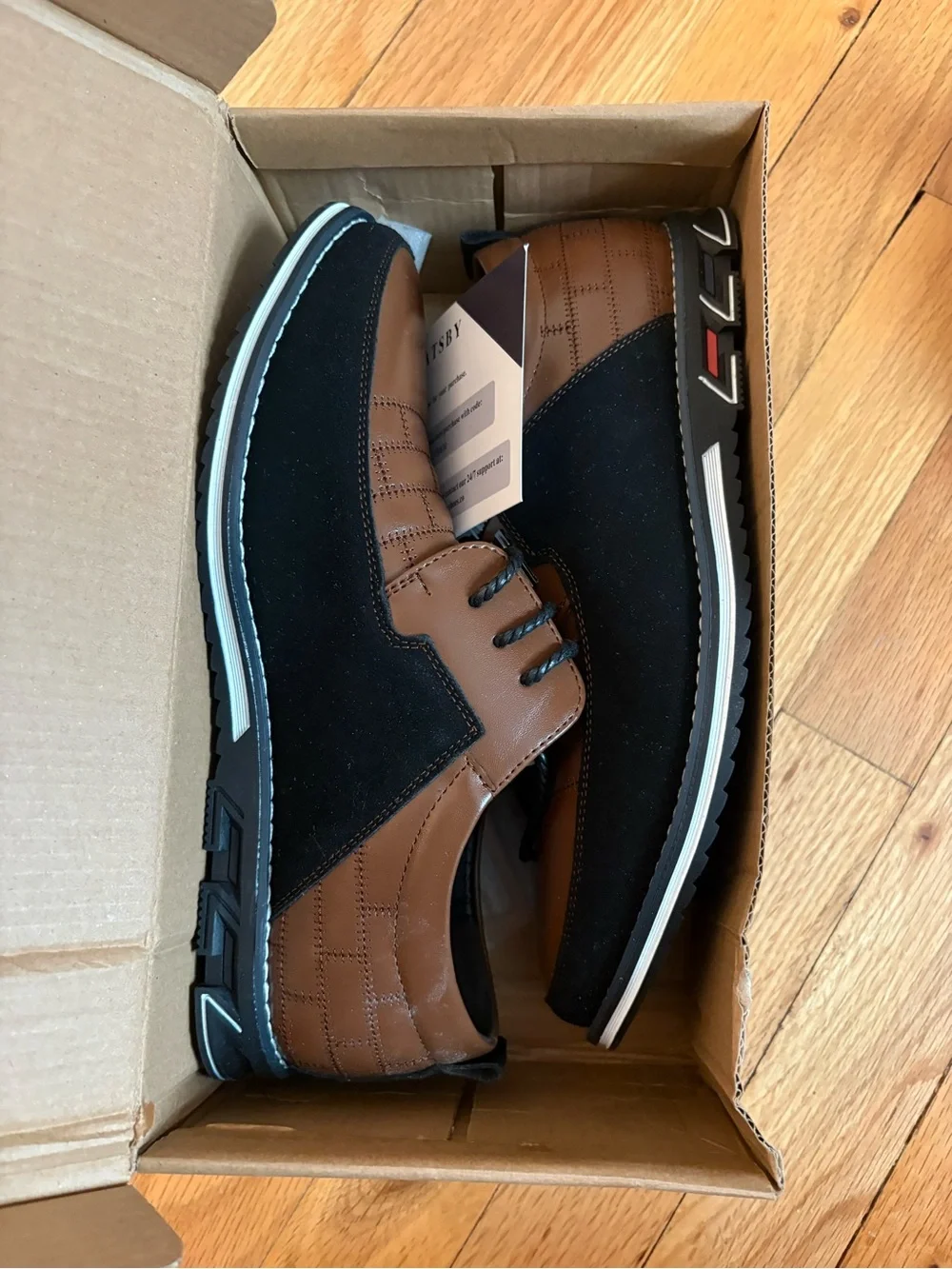 Men's Two-Tone Brown & Black Derby Shoes
