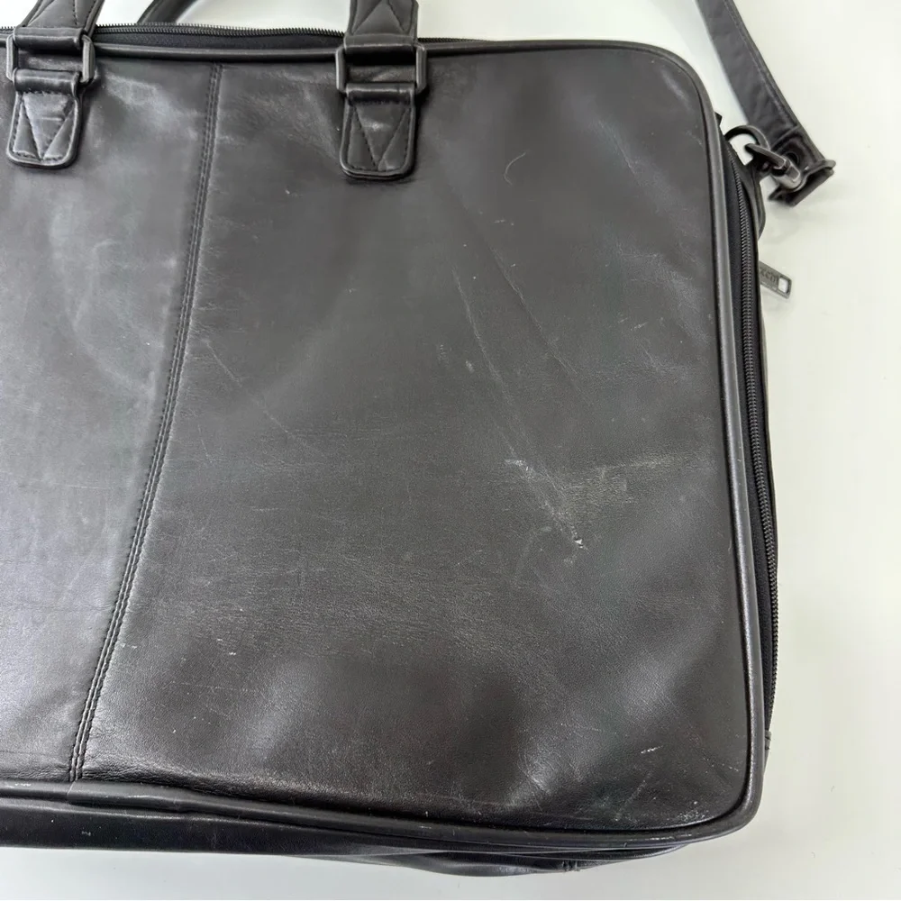 SATCHI genuine black leather messenger bag unisex academia