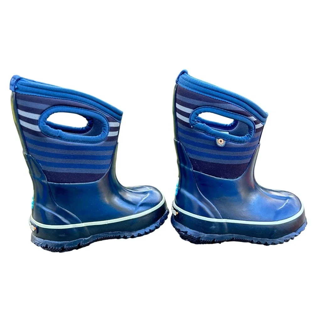 Bogs Classic Varied Stripe Waterproof Insulated Winter Boots Navy‎ Blue Kids 7