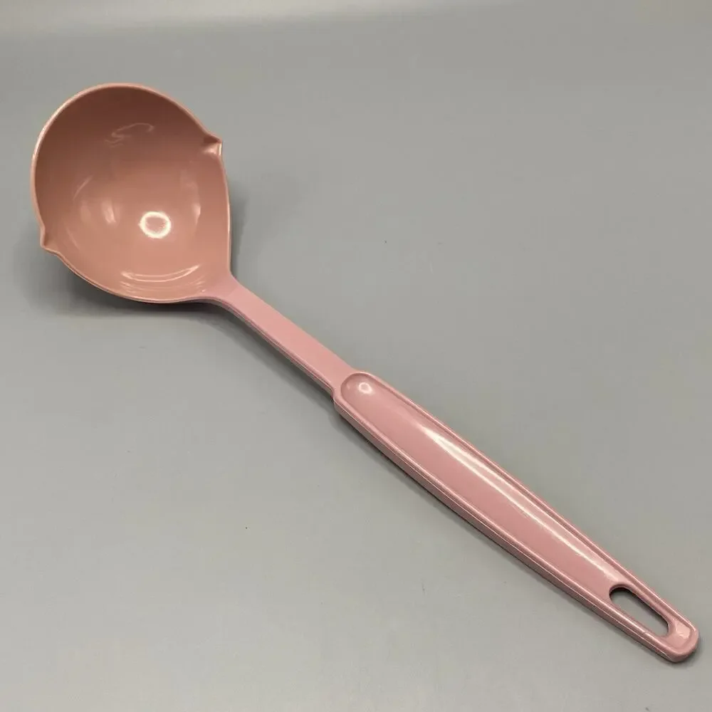 Vintage‎ EKCO USA Pink Nylon Ladle Rose 1980s Utensil 11 in Double Spout