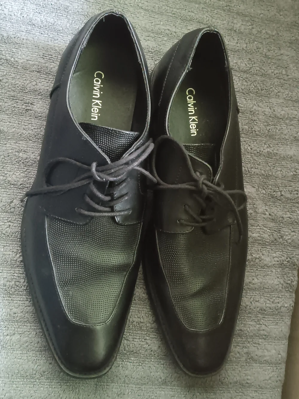 Calvin Klein Black Perforated Leather Lace-Up Oxfords