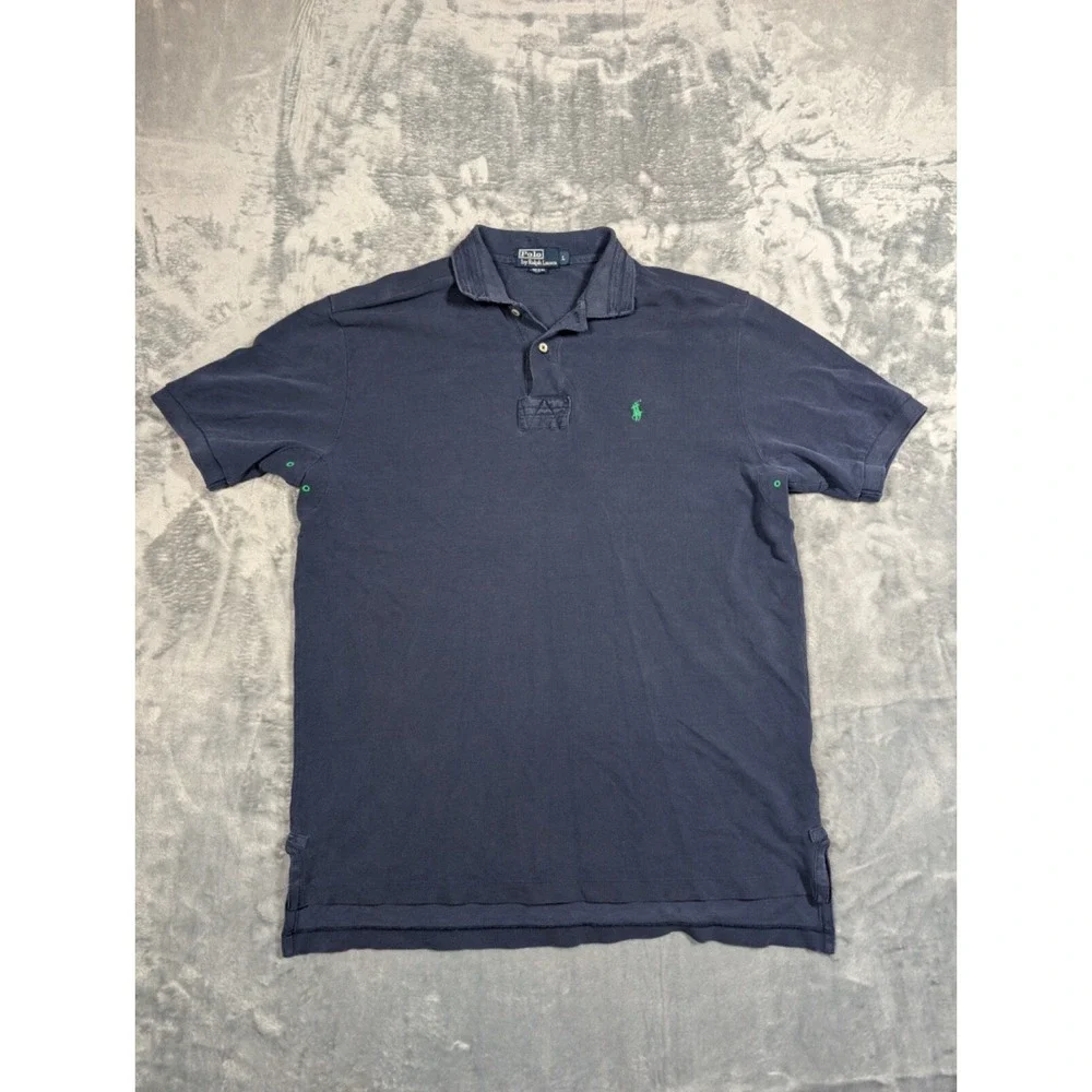 Vintage Polo Ralph Lauren Vented Rugby Short Sleeve Polo Shirt Mens Blue Sz L