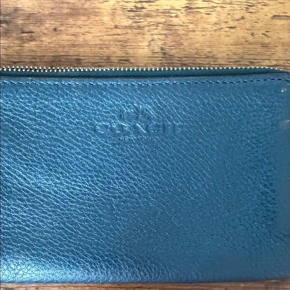 Coach Navy Leather Wristlet