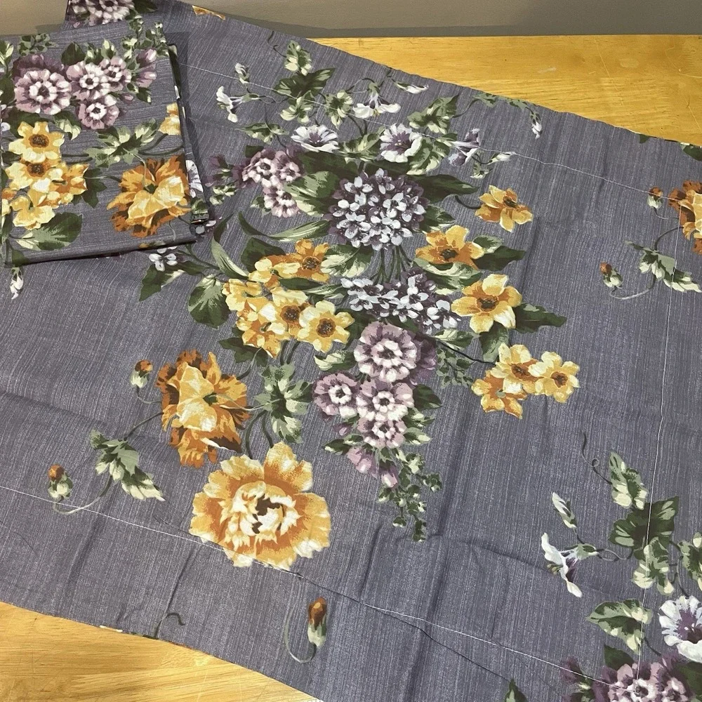 Vtg Arley Purple Floral Standard Pillow Sham‎ Cottage Core Flowers 20x26