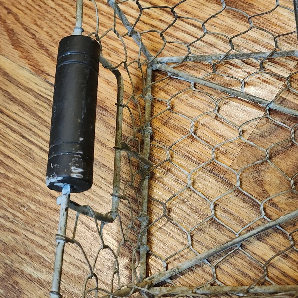 Vintage Chicken Wire Basket with Black Handles
