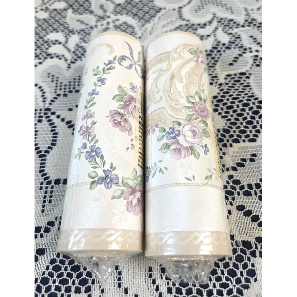 Brewster Wallcovering Floral Wallpaper Border Pre-pasted Vinyl‎ 5yd X 2 Vtg NOS