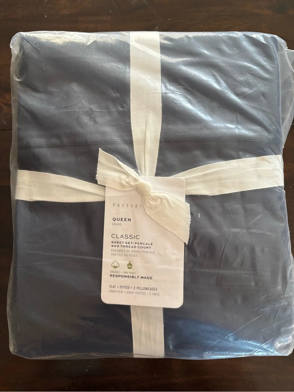 Pottery Barn Classic Percale Queen Sheet Set in Navy Blue