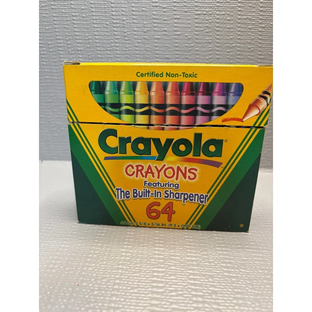 Vintage 1997 Crayola 64‎ Crayons Box with Built-In Sharpener Never Used Open Box
