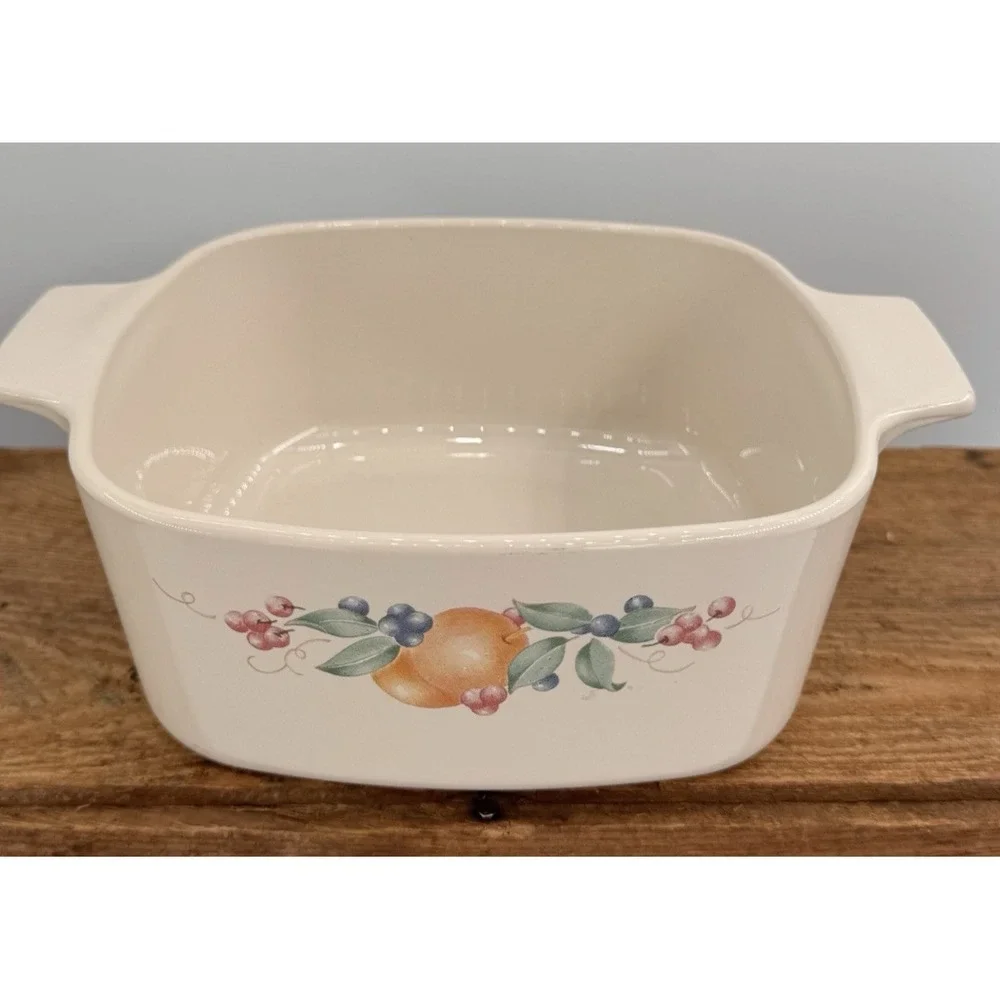 Corning Ware Beige Fruit Garland 4pc Set A-1-B + 2 A-1 1/2-B‎ + Pyrex Lid VTG