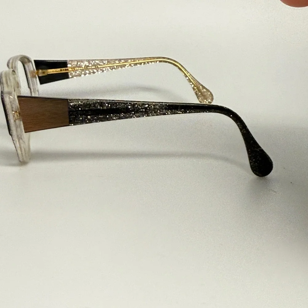 Vintage Silhouette M 1126 Eyeglasses Frames Gold Glitter Clear Cat Eye 56-14-130